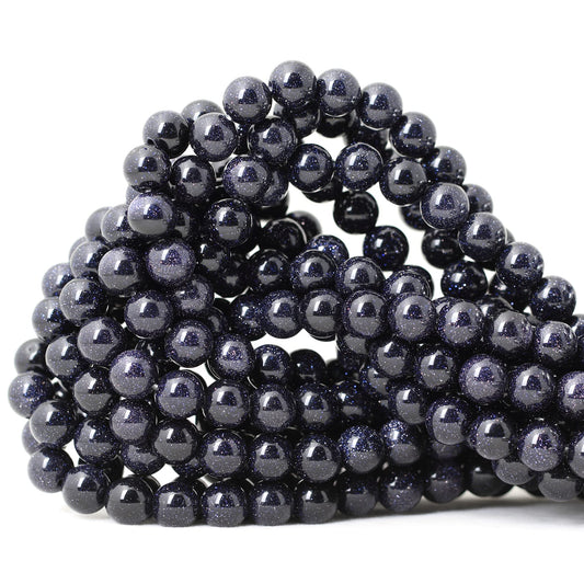 CHEAVIAN 45PCS 8mm Natural Blue Sandstone Gemstone Round Loose Beads Stone Beads for Jewelry Making DIY Findings 1 Strand 15"