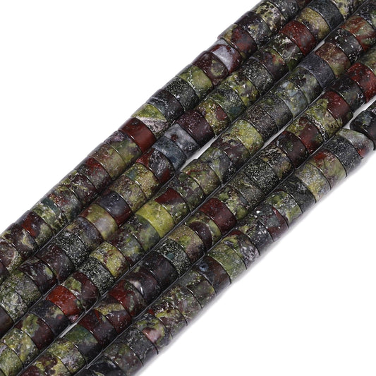 NITOPUPU 150Pcs 4×2mm Natural Dragon Blood Jasper Spacer Stone Beads for Jewelry Making Supplies, Loose Semi Flat Round Gemstone Tube Beads for Bracelets DIY Crafts