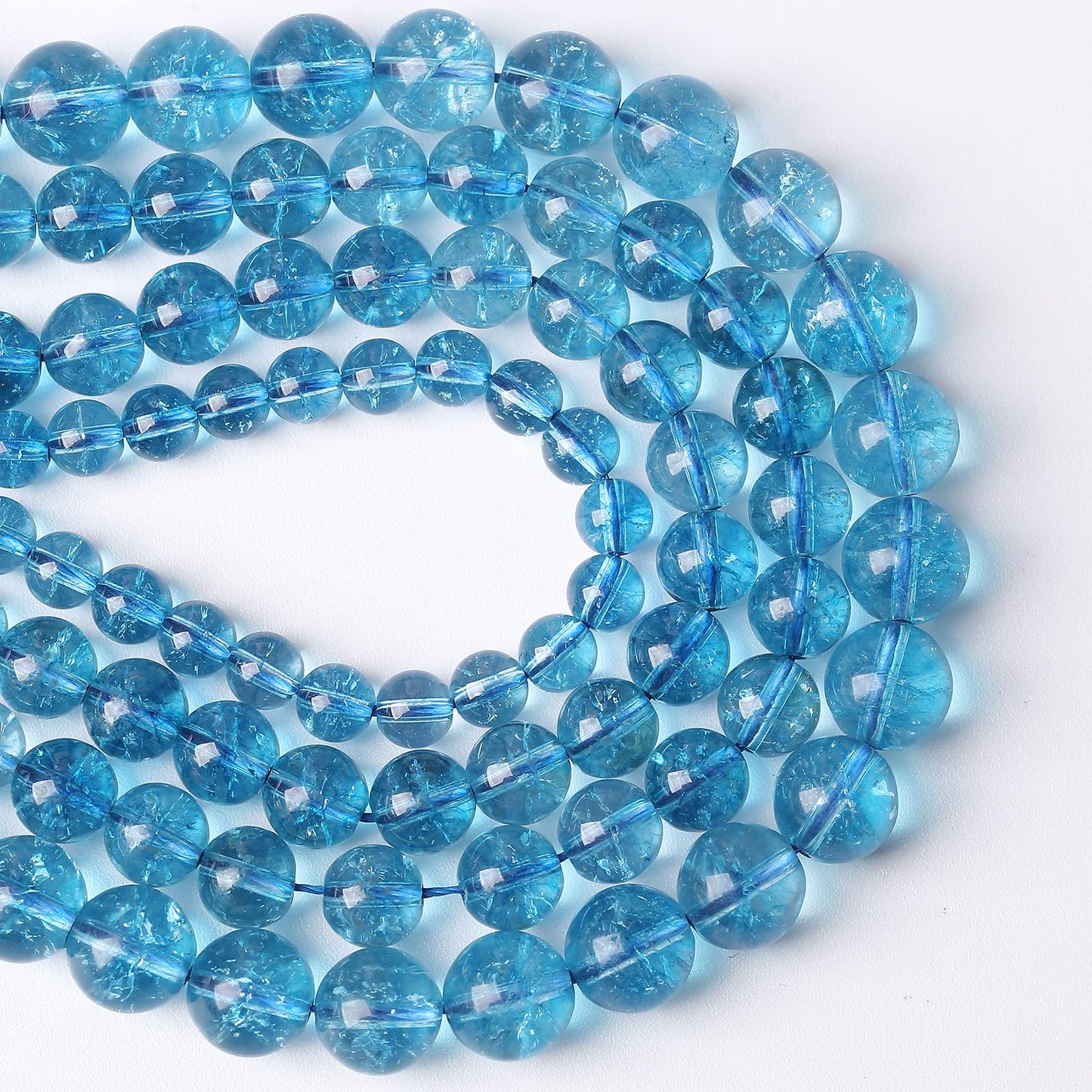 6mm 60PCS Blue Crystal Crackle Quartz Stone Spacer Round Loose Beads for Jewelry Making DIY Bracelet 15 inches Strand