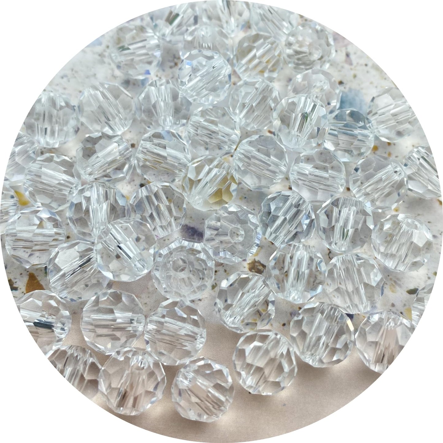 Xinhongo Crystal Glass Beads 50 Pieces 10mm Round Faceted Glass Spacer Beads for Jewelry Making Bracelet Earring Necklace DIY Craft Supplies(Crystal Clear)