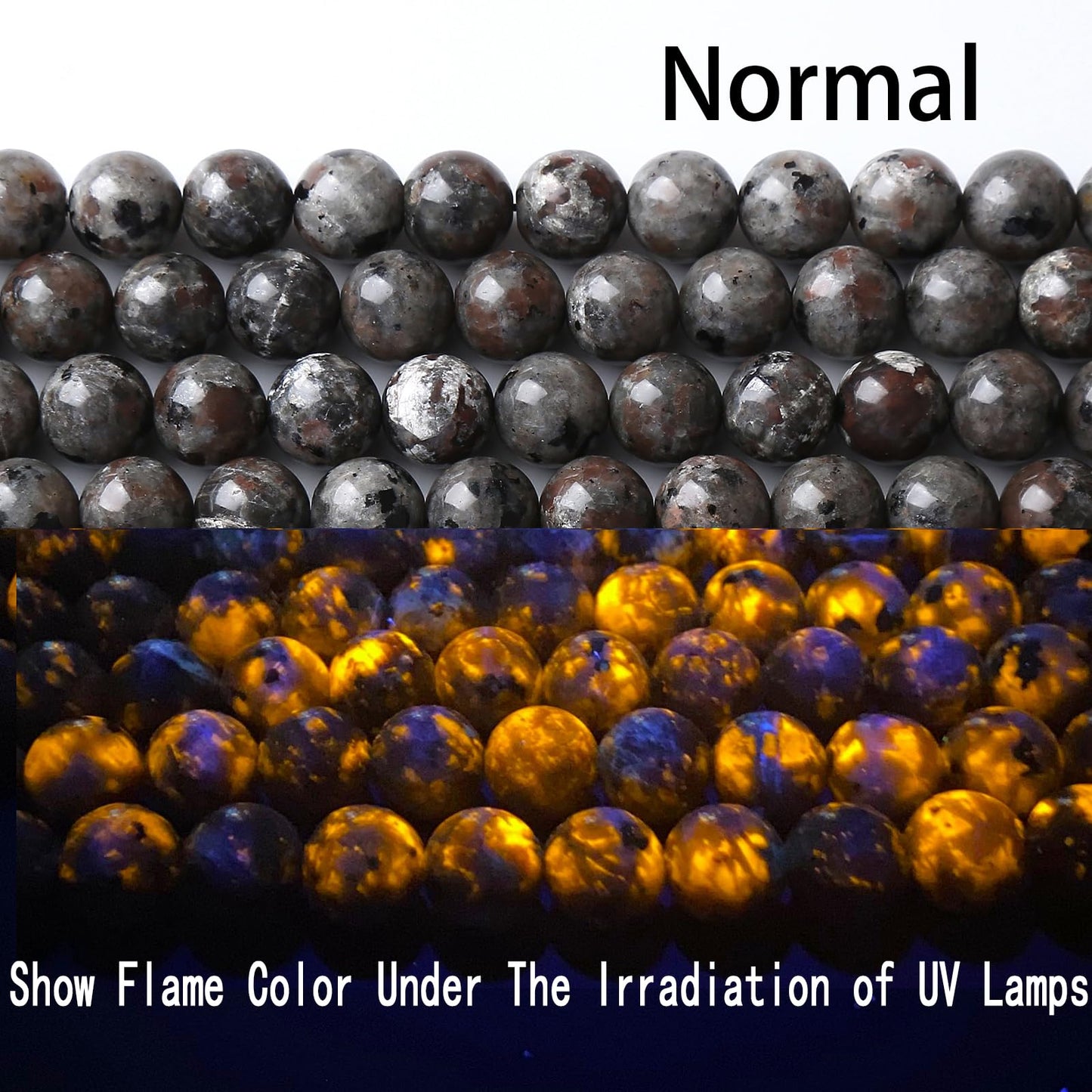 12MM 28PSC Flame Yooperlite Stone Beads Loose Beads for Jewelry Making DIY Bracelets Show Flame Color Under the Irradiation of UV Lamps