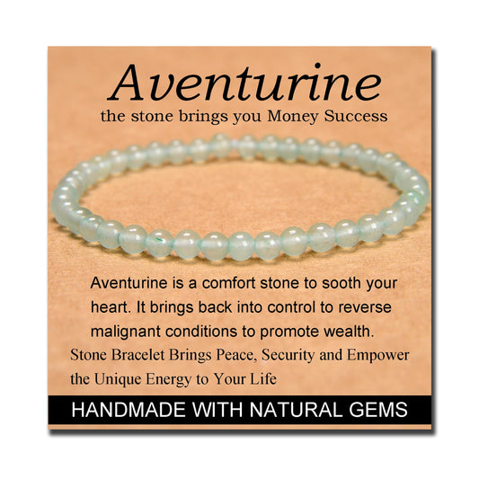 MASSIVE BEADS Green Aventurine - Stone of Wealth - Handmade Yoga Stretch Elastic Bracelet Natural Stone Crystal Healing Power Energy Gifts for Unisex Adult 4mm