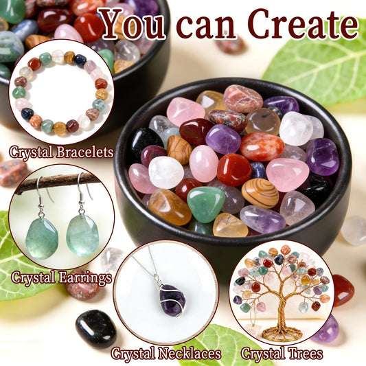 Polished Tumbled Healing Crystals Set – RAINFLOW 70PCS Bulk Multicolor Stones Irregular Natural Crystal Stones 0.5 Inch, Assorted Gemstones for Crafts, Jewelry Making, Home Decor & Gifts, 0.5"