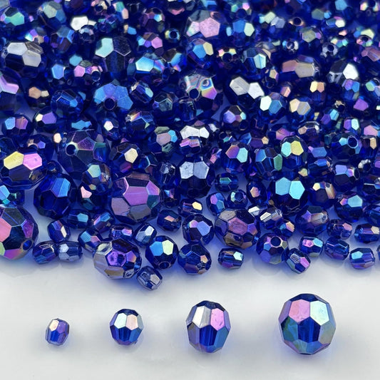 Pinhoollgo 1800pcs Acrylic Faceted Round Beads 4mm 6mm 8mm 10mm AB Colors Glossy Acrylic Round Spacer Beads with Hole for DIY Bracelet Necklace Jewelry Making Supplies Handmade Craft(Royal Blue AB)