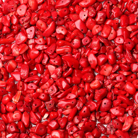 ZHIYUXI 400pcs Red Coral Beads 5-8mm Crystals Gemstones for Bracelet Making Irregular Stone Bead for Jewelry Making Craft2 Strands