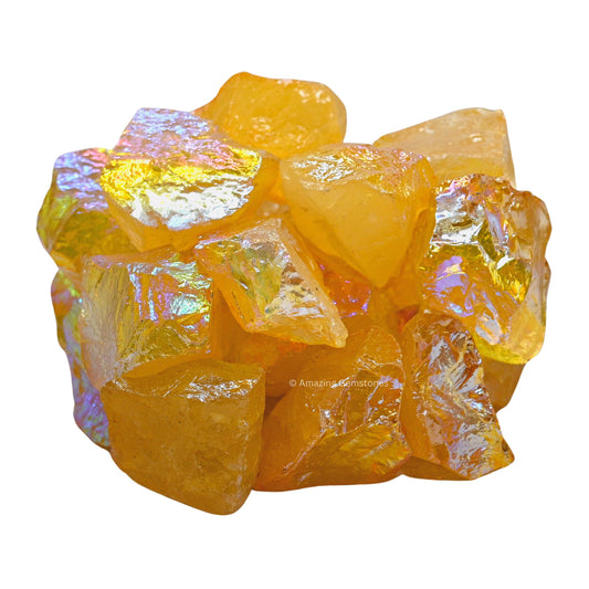 Amazing Gemstone Yellow Aura Quartz Raw Crystals and Healing Stones, Natural Rocks for Meditation and DIY Raw Stones and Crystals (1 lb)
