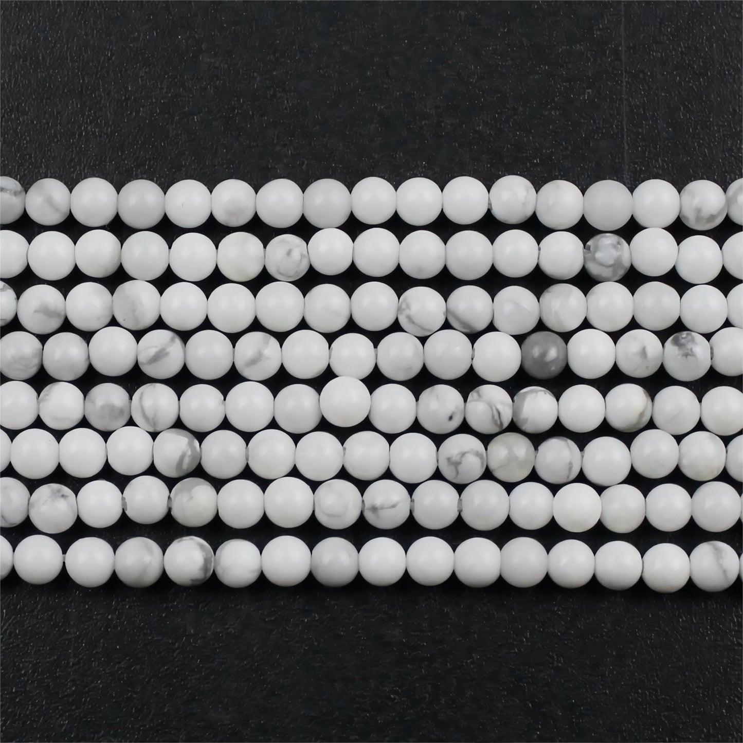 MJDCB 320pcs Natural Small Stone Beads 2mm White Howlite Round Smooth Loose Gemstone Bead for Jewelry Making Bracelets Earrings Necklaces Accessories