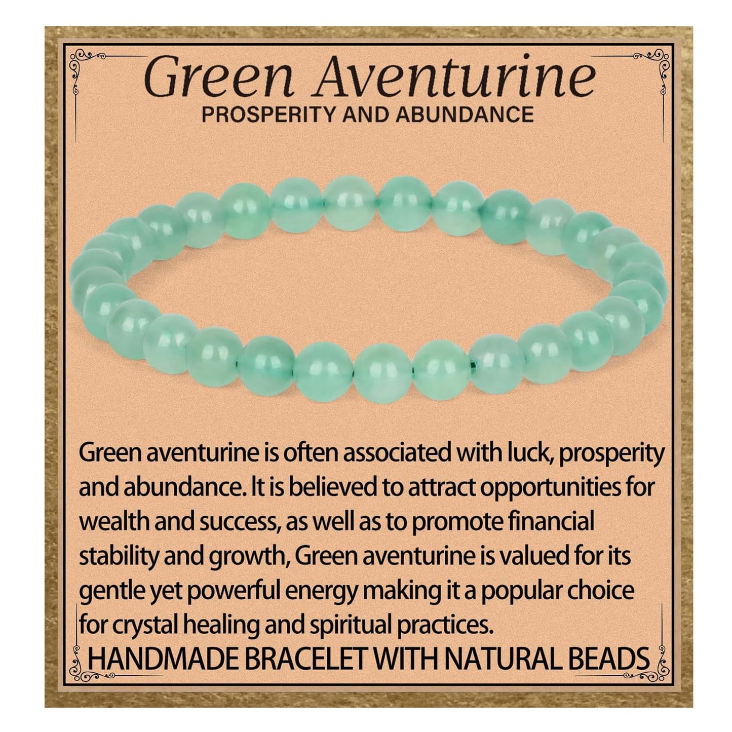 LPBeads Handmade Natural Gemstone Stretch Elastic 6mm Green Aventurine Bracelet Healing Crystal Round Stone Beads Jewelry Gifts for Women Men