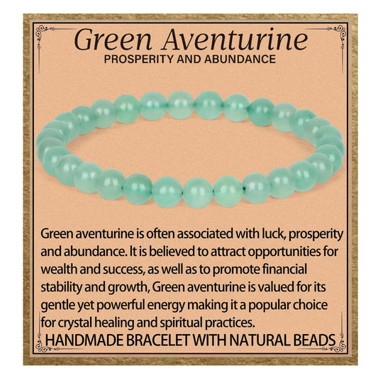 LPBeads Handmade Natural Gemstone Stretch Elastic 6mm Green Aventurine Bracelet Healing Crystal Round Stone Beads Jewelry Gifts for Women Men