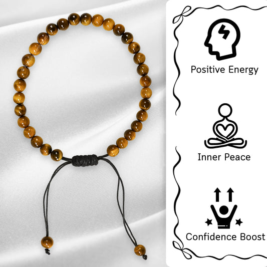 Amazing Gemstone Tigers Eye Anklet Ankle Bracelets for Women - Waterproof Beaded Healing Crystal Anklets, Plus Size Chakra Gemstone Bead Anklet (Stretchy Adjustable - Plain)