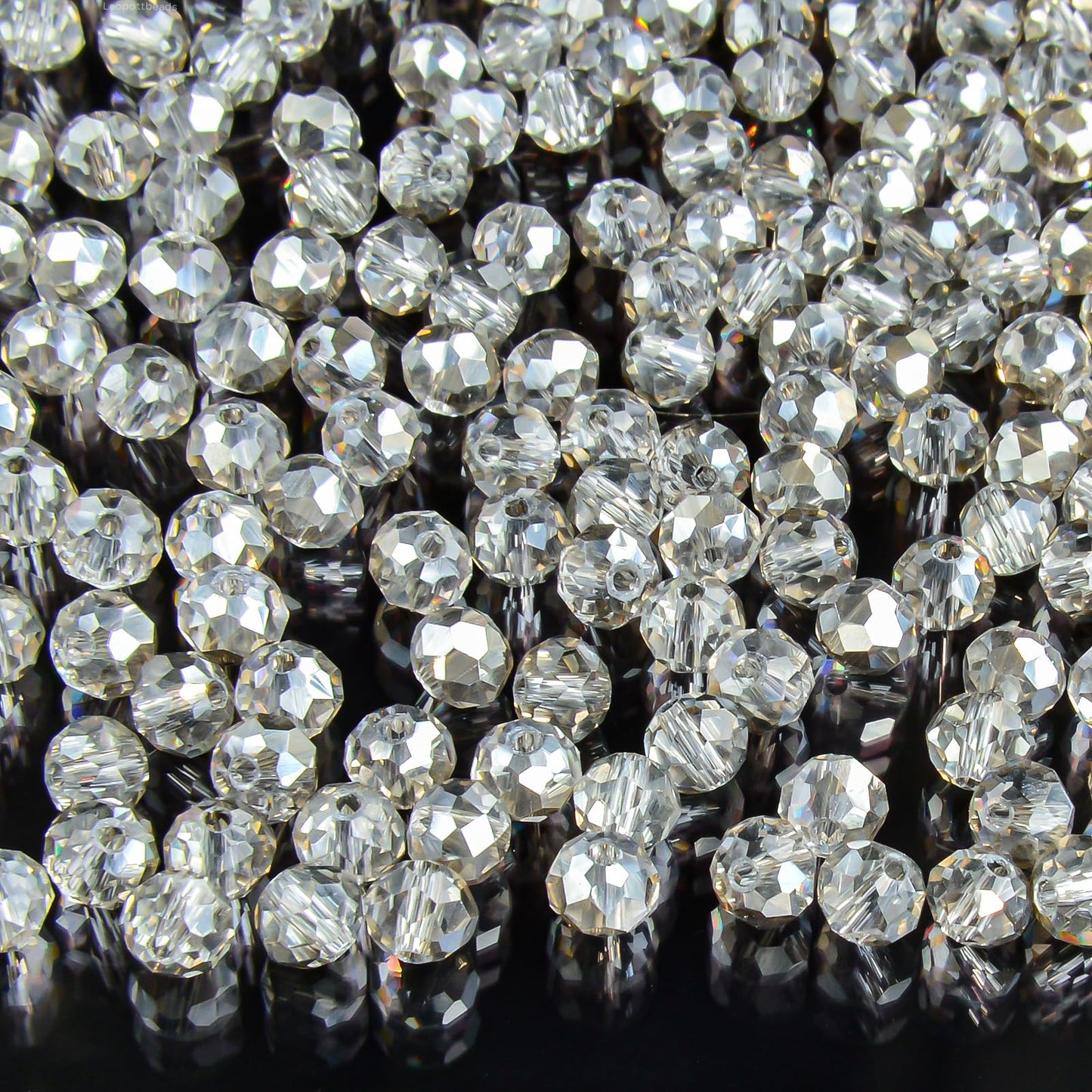 Laopottbeads 500Pcs 6mm Crystal Glass Beads for Jewelry Making Beads for Bracelets Necklace Pendants Making Supplies(Gray)
