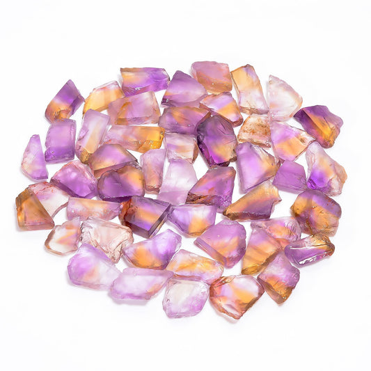 Natural Ametrine Raw Slice Gemstone- Healing Crystals for DIY Jewelry Making -Loose Natural Cabochon -Perfect for Crafting Unique Jewelry Designs (5 pcs, 25-35 mm)