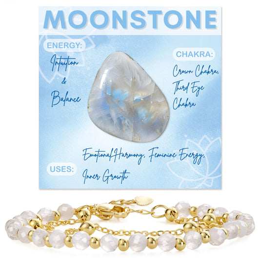 Farfume Moonstone Crystal Bracelet Beaded Bracelets for Women 4mm Natural Stone Beads Gemstone Handmade Jewelry Valentine's Day Gifts
