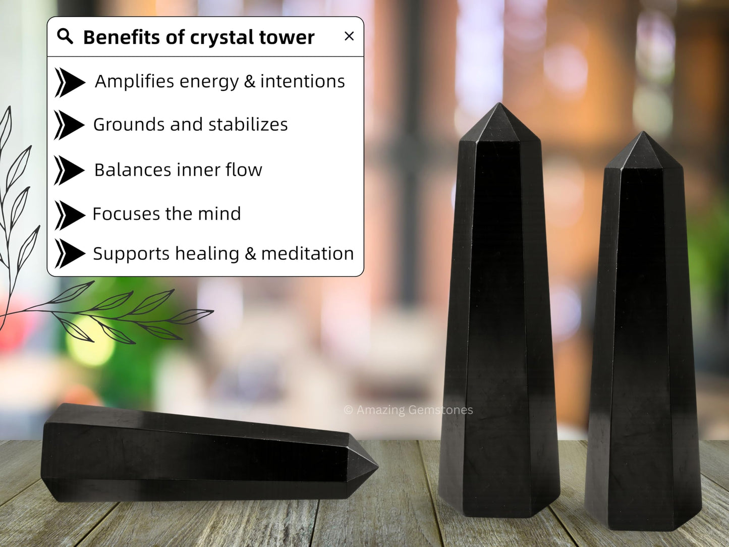 Amazing Gemstone Shungite Crystal Towers - Natural Healing Crystal Point Obelisk for Reiki Healing and Crystal Grid (3" to 4" INCH)