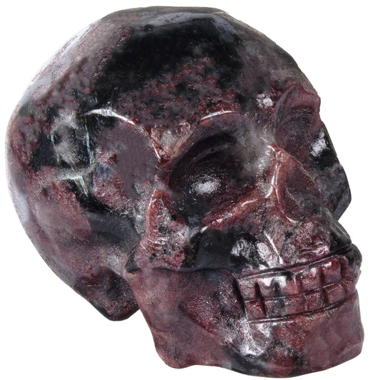 Hguxmcu Garnet Crystal Skull, 1.4 Inch Miniature Hand Carved Reiki Healing Pocket Stone, Small Collectible Skull Figurine for Altar Home Office Decor, Crystal Statue Meditation Gift for Men Women