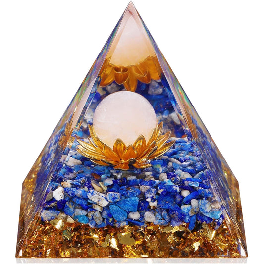 Crystal Pyramid, Lapis Lazuli Healing Crystal Pyramid Porstive Energy Generator, Natural Crystals Energy Pyramid for Attract Wealth Success and Lucky