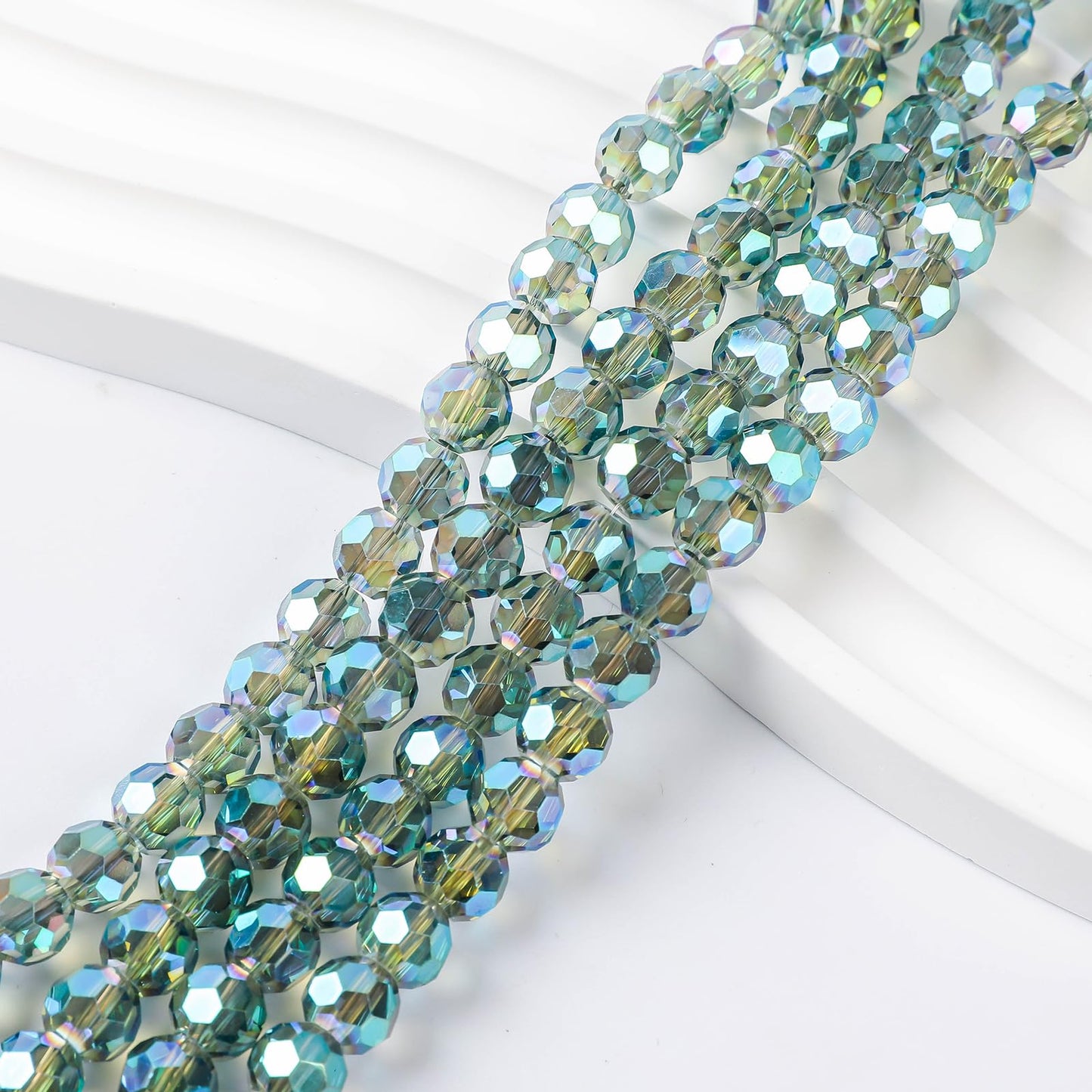 450PCS 6MMClear Green Round Crystal Glass Beads for Jewelry Making,Novborcz Glass Beads Faceted Rondelle Beads DIY Glass Crystal Beads for Bracelets Necklace Pendants Jewelry Making DIY Craft