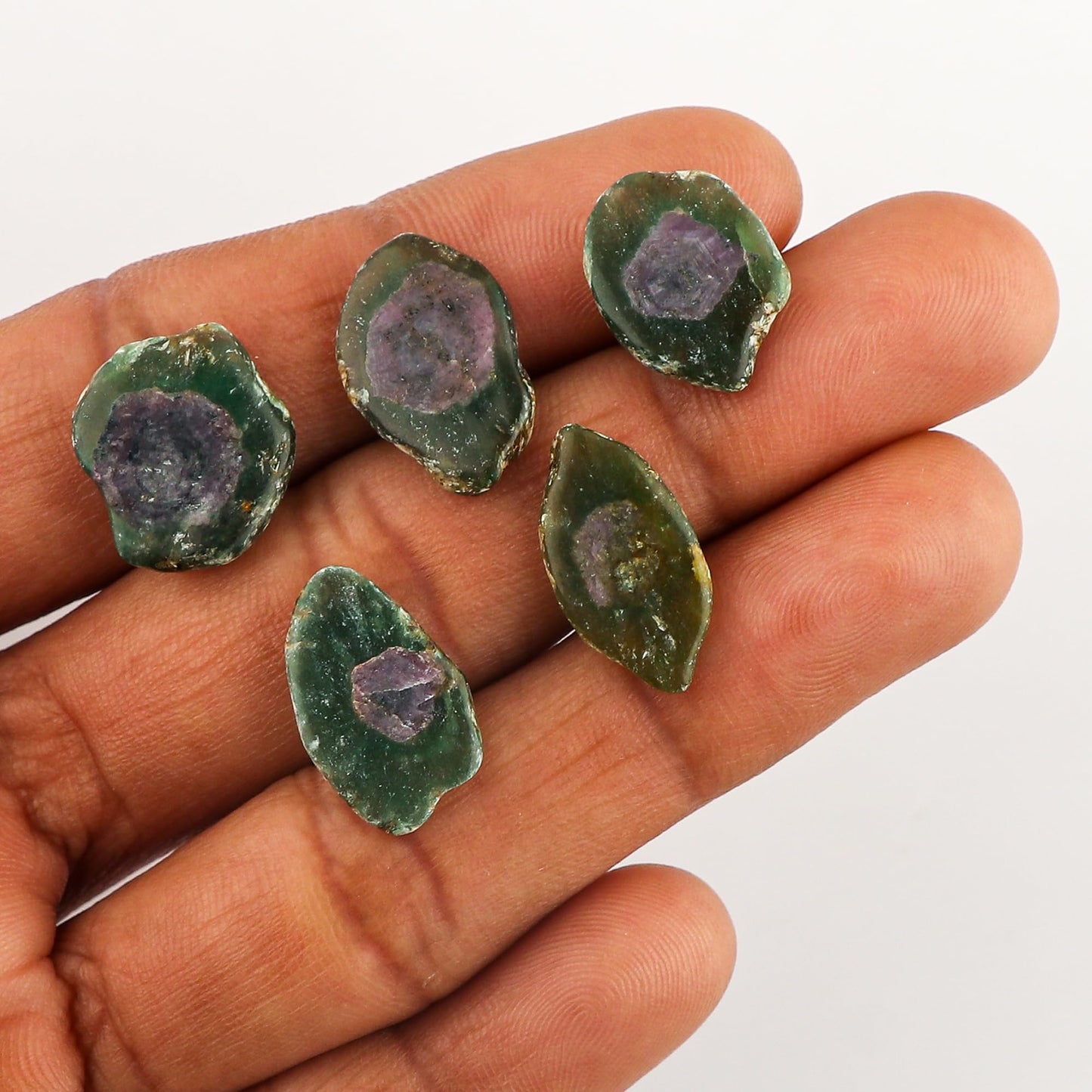 CRYSTALINES (5pcs) Natural Bi-Color Sapphire Gemstone, Wholesale Polished Slice, Loose Stones Supplies, DIY Crafts Jewelry Making, Reiki & Healing Crystals, Wisdom Stones, Gem Collection