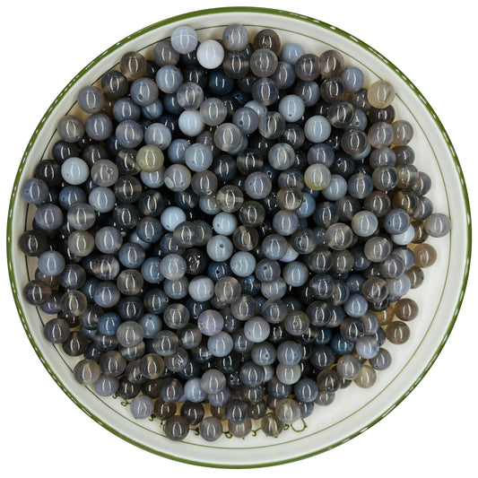 WHNKFB 10mm 50PCS Natural Gray Agate Round Beads, Banded Loose Stone Beads for Jewelry Making Craft - 4mm 6mm 8mm 10mm Options with Free Elastic Cord