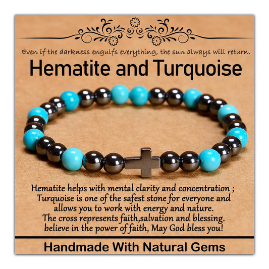 CHCCOYE 6mm Natural Healing Gemstone Bracelet Handmade Yoga Stretch Elastic Bracelet Stress Relief Crystal Jewelry for Men and Women (6mm FAITH)