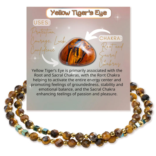 Farfume Tiger's Eye - Courage - Crystal Beaded Bracelets, Chakra 4mm Natural Stone Beads Bracelets, Gemstone Spiritual Jewelry Gifts for Mother's Day