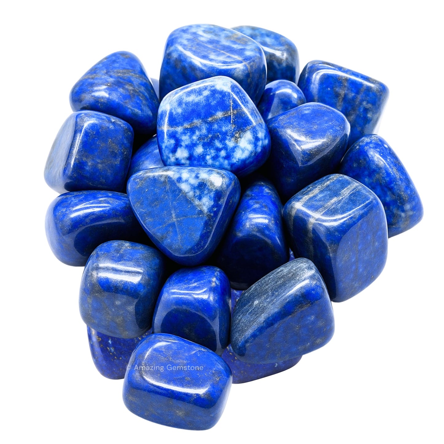 Amazing Gemstone Lapis Lazuli Crystals&Healing Stones Tumbled - 1 oz Lapis Lazuli Stone, Natural Healing Stones for Energy Balance, Stress Relief - Premium Polished Gems Rocks for Meditation&Wellness