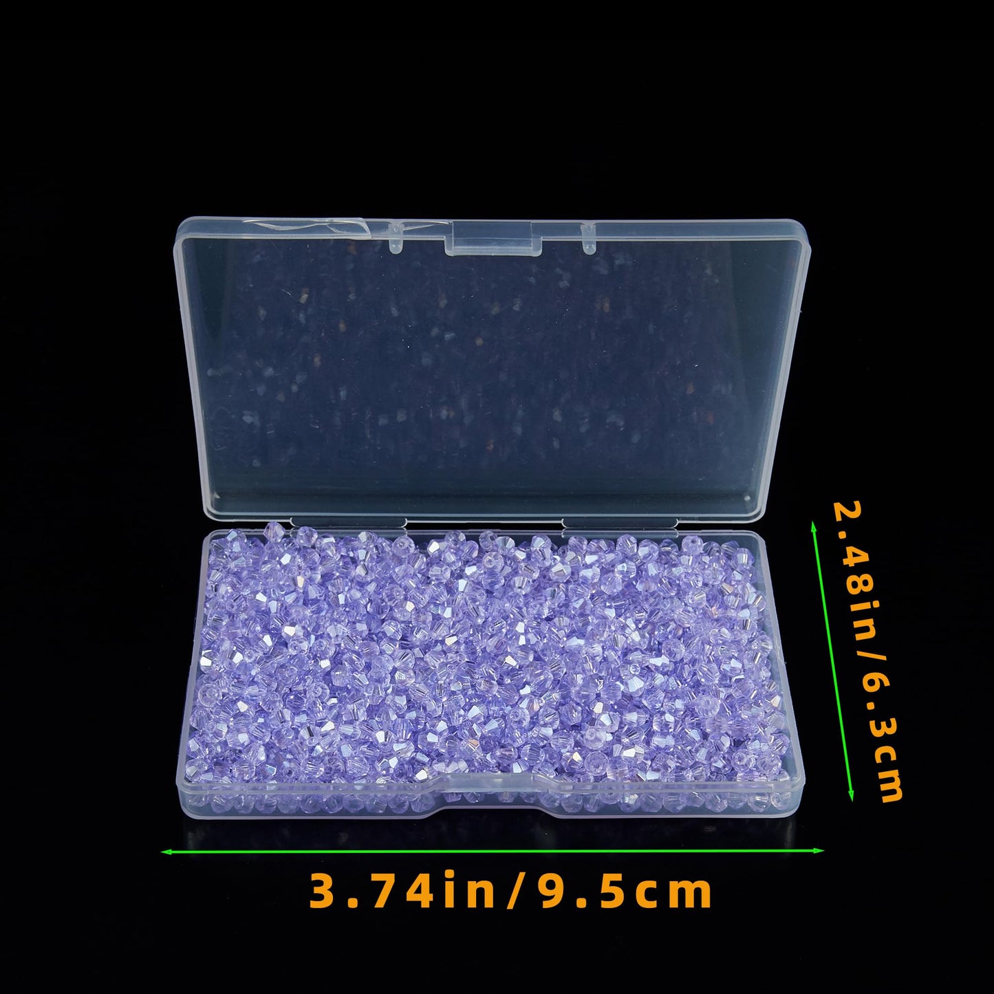 Laopottbeads 1200PCS 3mm Bicone Crystal Glass Beads for Jewelry Making, Sparkling Mini Beads for Suncatchers, DIY Bracelets & Craft Projects (Light Purple)
