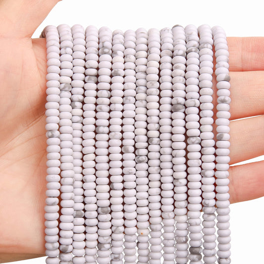 BONNY BOXX 1 Strand (150PCs) Natural 2 * 4mm Howlite Rondelle Beads, Natural Abacus Disk Stone Beads Loose Spacer Gemstone for DIY Bracelet Necklace Jewelry Making