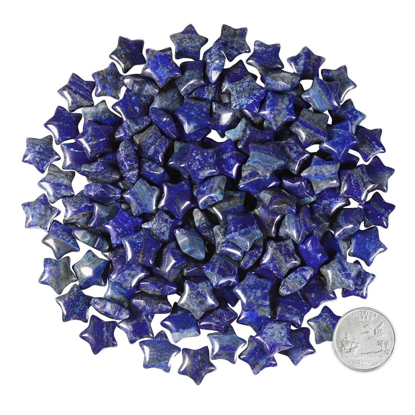 SUNYIK Pack of 20 Mini Star Crystal Pocket Stone, Healing Crystal Worry Stone for Reiki Meditation Anxiety Stress Jewelry Making, Lapis Lazuli Stone