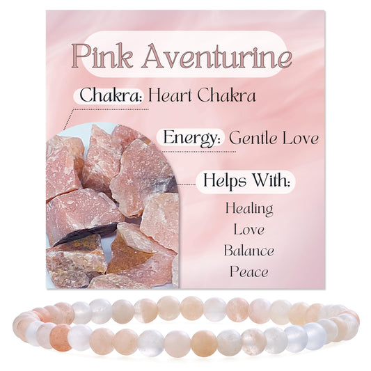 Bivei Pink Aventurine-Gentle Love-4mm Beaded Bracelets for Women Handmade Semi Precious Natural Stone Stretch Elastic Jewelry Yoga Protection Gifts