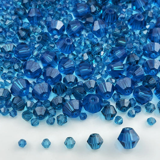 Pinhoollgo 1310pcs Bicone Crystal Glass Beads 2mm 3mm 4mm 6mm 8mm Faceted Crystal Spacer Beads for Bracelets Necklace Pendants Earrings DIY Jewelry Craft Making(Peacock Blue)