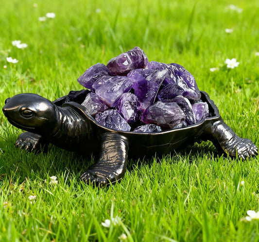 DUQGUHO Turtle Decor Figurines Turtles Gifts for Women Amethyst Crystal Cute Turtle Statue Decorations