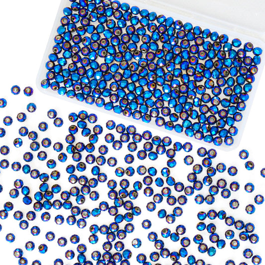 Laopottbeads 500Pcs 6mm Crystal Glass Beads for Jewelry Making Beads for Bracelets Necklace Pendants Making Supplies(Peacock Blue)