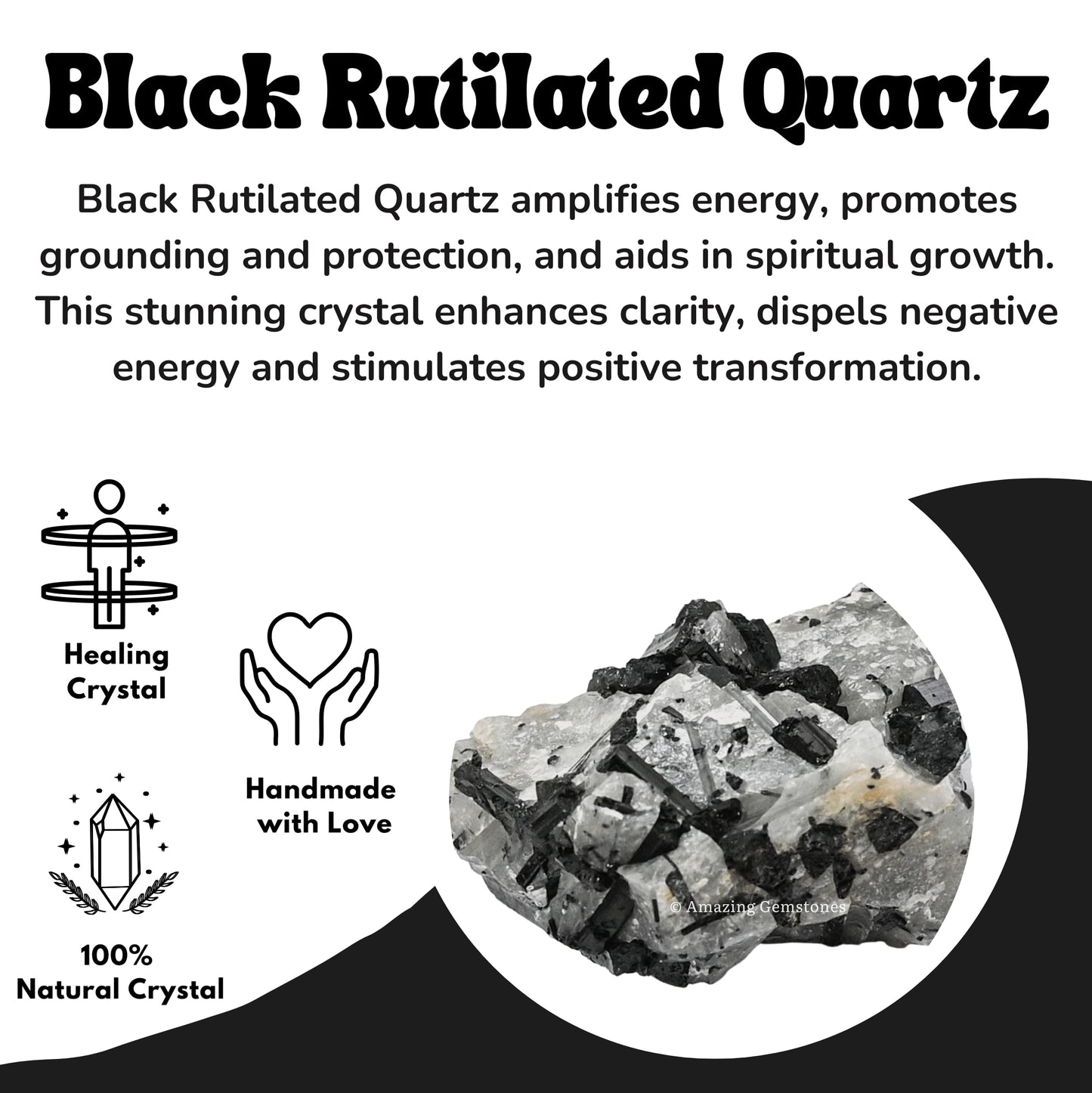 Amazing Gemstone Black Rutilated Quartz Raw Crystals and Healing Stones, Natural Rocks for Tumbling and DIY Raw Stones and Crystals (1 lb)