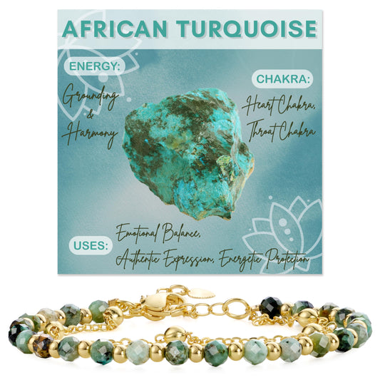 Farfume African Turquoise Crystal Bracelet Beaded Bracelets for Women 4mm Natural Stone Beads Gemstone Handmade Jewelry Valentine's Day Gifts