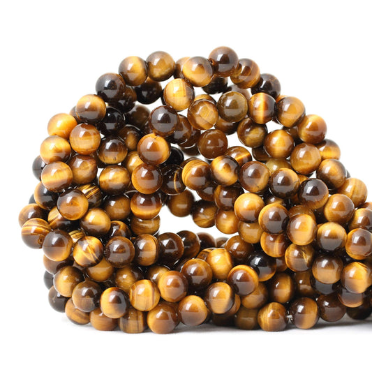 CHEAVIAN 45PCS 8mm Natural Yellow Tiger Eye Stone Gemstone Round Loose Beads for Jewelry Making DIY Findings 1 Strand 15"