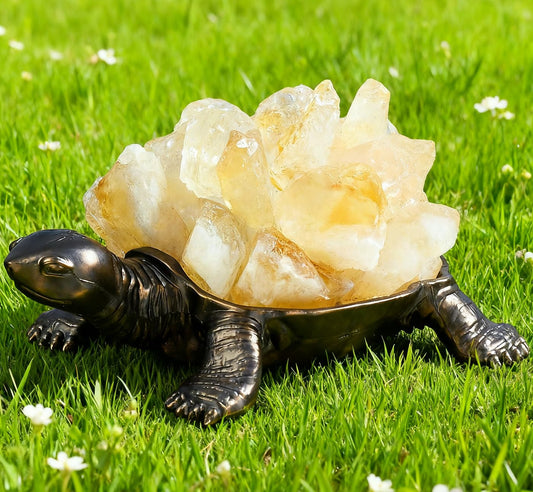 DUQGUHO Turtle Decor Figurines Turtles Gifts for Women Citrine Crystal Cute Turtle Statue Decorations Sea Turtles Gifts