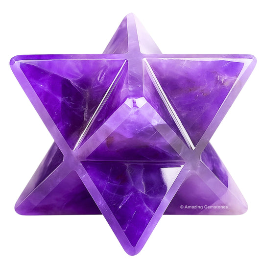 Amazing Gemstone Amethyst Merkaba Crystal - 0.75 Inches Metaphysical Merkaba Star for Meditation - Energetic Tetrahedron Crystal and Healing Stones for Spiritual Growth and Healing (15-20mm)