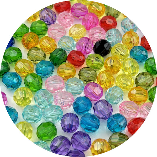 YUEXIGO 400pcs 8mm Acrylic Round Faceted Beads for Crafts Faceted Spacer Beads for Sewing Crafts Decoration Necklaces Bracelets Earrings Jewelry Making(Mixed Color)