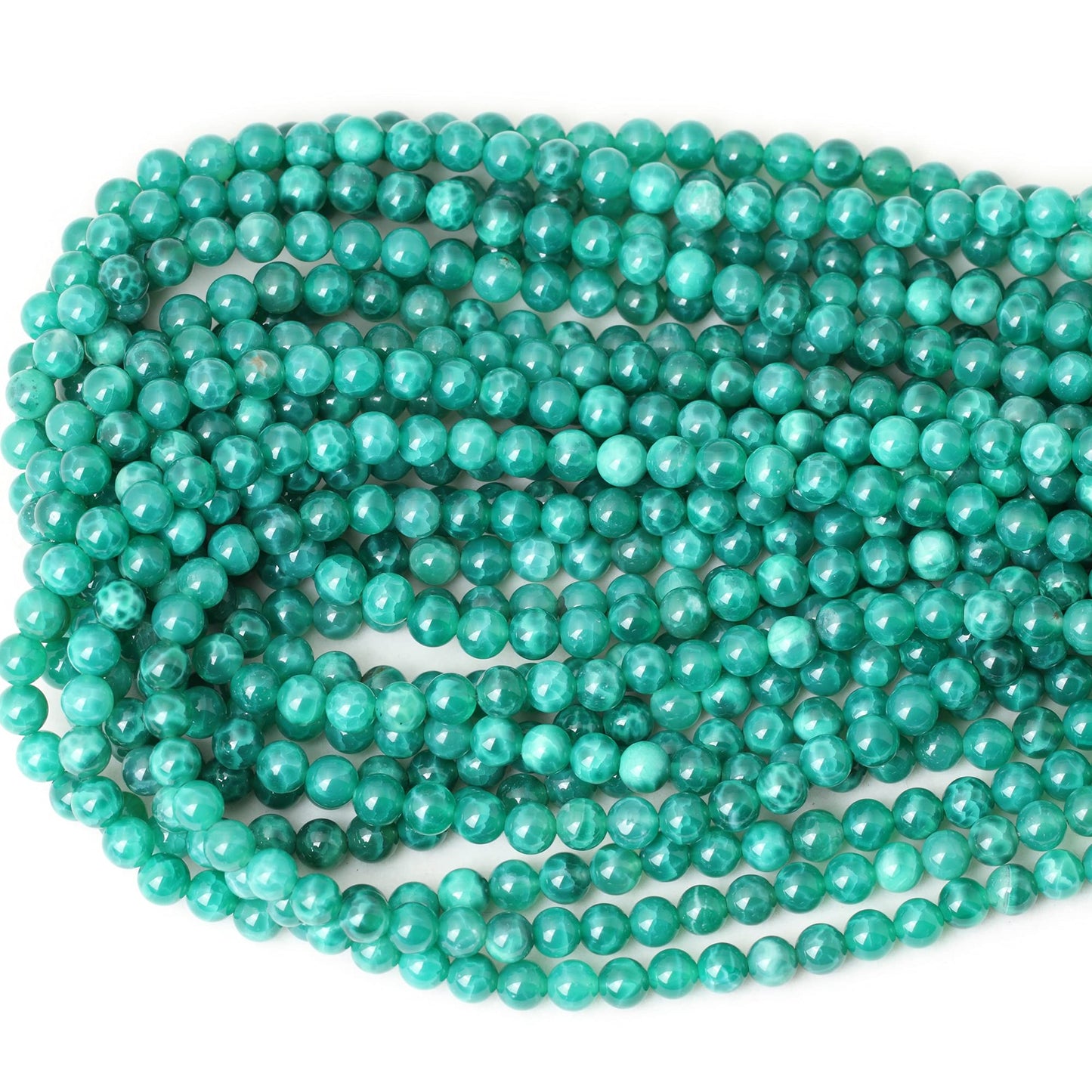 CHEAVIAN 60PCS 6mm Natural Peacock Vein Agate Gemstone Round Loose Beads for Jewelry Making Jewelry Design1 Strand 15"