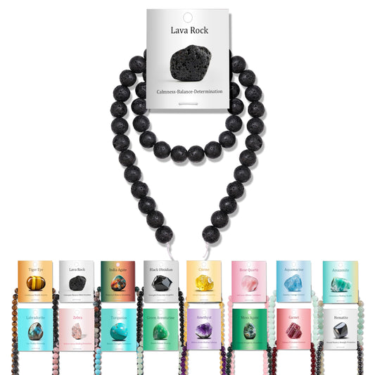 Vinswet 45pcs 8mm Lava Rock Natural Stone Beads Round Genuine Real Stone Beading Loose Gemstones DIY Smooth Bead for Bracelet Necklace Earrings Jewelry Making