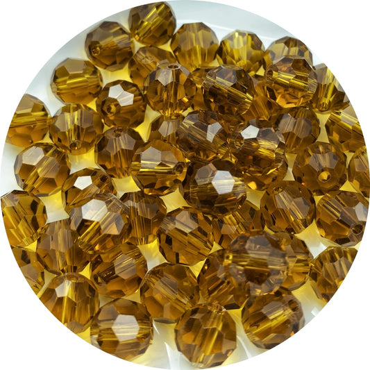 Xinhongo Crystal Glass Beads 50 Pieces 10mm Round Faceted Glass Spacer Beads for Jewelry Making Bracelet Earring Necklace DIY Craft Supplies(Amber)