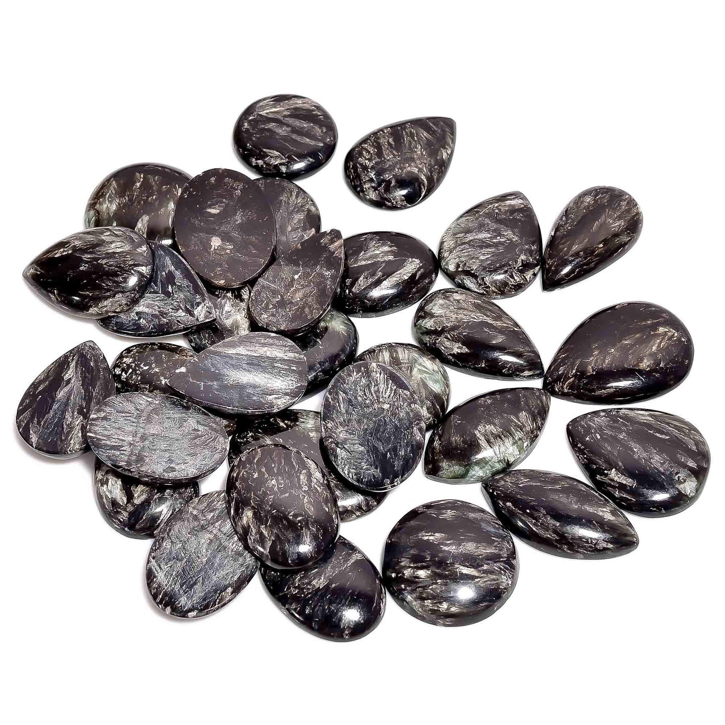 GEMKORA™ 5pcs Golden Seraphinite Gemstone Wholesale Cabochons Lot, Jewelry Making Loose Gemstone, Polished Home Decor Specimen, DIY, Wire Wrapping, Reiki, Healing Crystals, Bulk Gemstone Deal