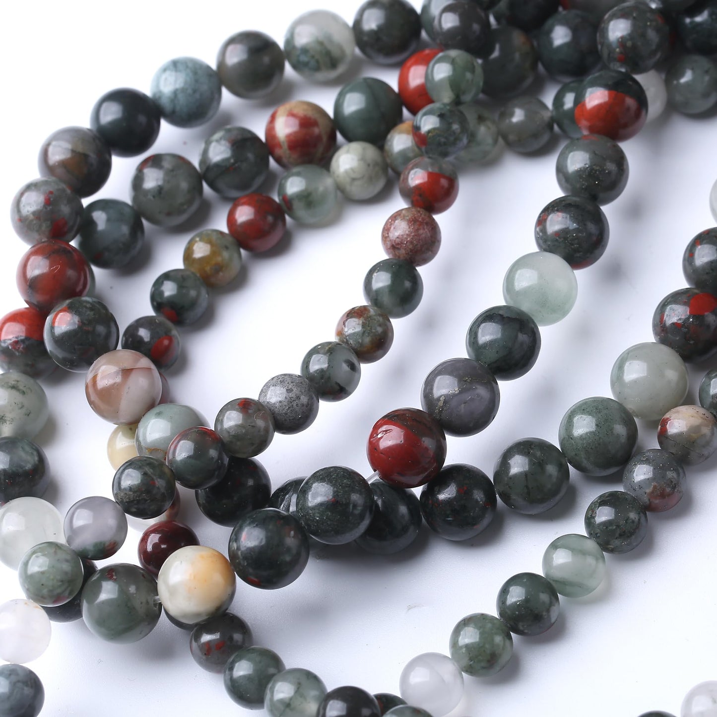 8MM African Bloodstone Round Loose Beads Natural Gem Beads Crystal Energy Stone Beads for Jewelry Making DIY Bracelet Necklace