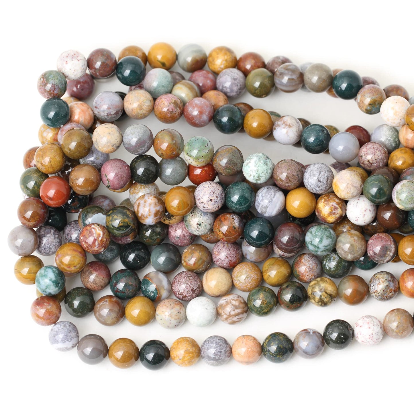 CHEAVIAN 35PCS 10mm Natural Marine Agate Round Loose Beads for Jewelry Making DIY Findings 1 Strand 15"
