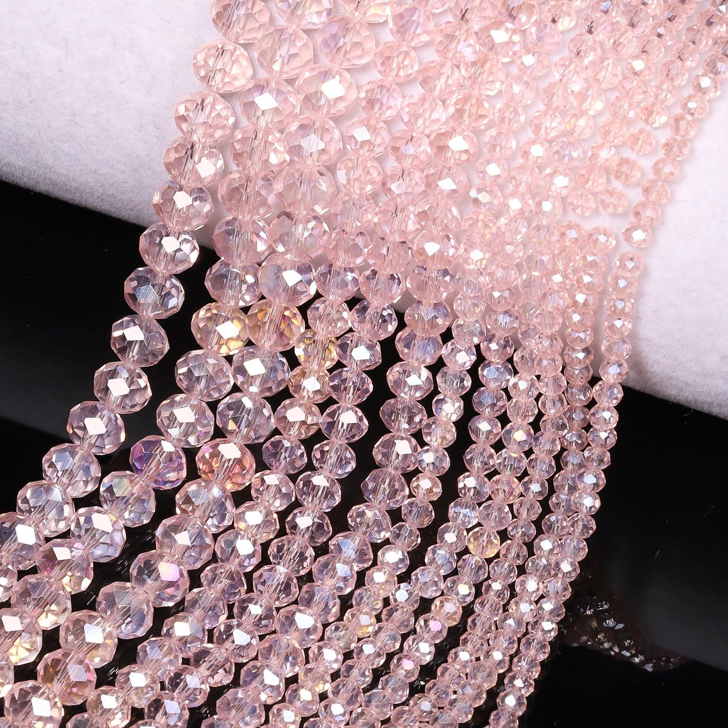 NITOPUPU 500pcs 6mm Crystal Glass Beads for Jewelry Making Faceted Rondelle Flat Beads for Bracelets Necklace Earrings DIY Crafts (Pink Crystal AB Bead)