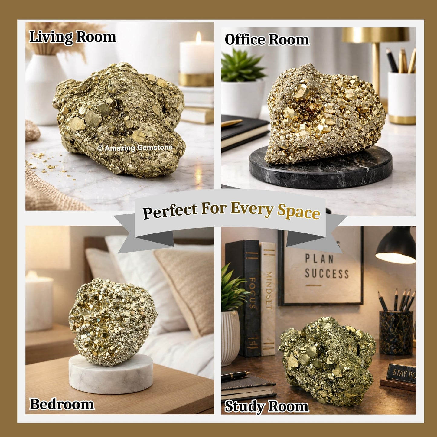 Amazing Gemstone Large Pyrite Crystal Stone Cluster Samples - Extra Large High Energy Natural Iron Pyrite Stone Pirita Piedra Original with Healing Properties (350-500 Gram)