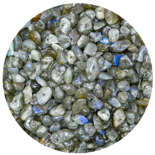 Labradorite Pre Drilled Crystal Crushed Chips Beads for Bracelets Making, DIY Handmade Natural Healing Crystals (25 Inch Strand)