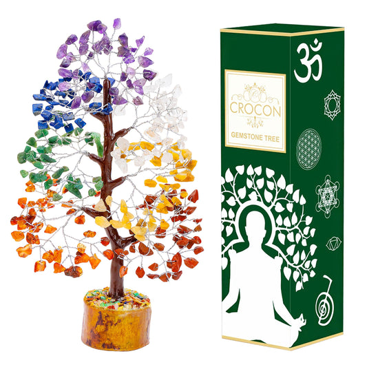 Crocon® 7 Chakra Tree of Life, Crystal Tree of Life - Gemstone Money Tree, Feng Shui Tree, Crystal Decoration, Artificial Tree, Spiritual Gift, Seven Chakra Tree, Healing Crystal Tree Gifts