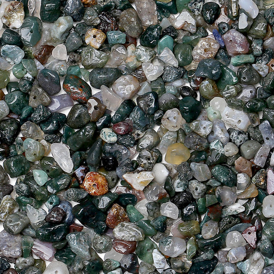 ZHIYUXI 400pcs Indian Agate Beads 5-8mm Healing Crystals Gemstones for Bracelet Making 2 Strands Irregular Stone Loose Rocks Bead for Jewelry Making Hole Drilled DIY Necklace Earrings Craft Gifts